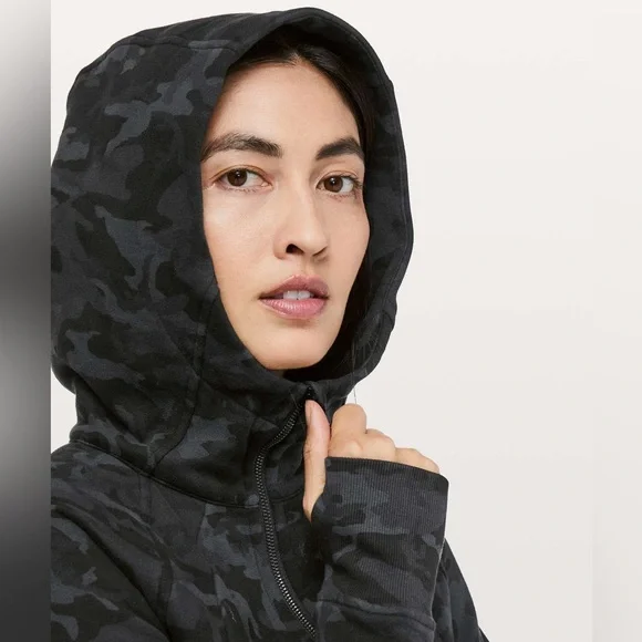 Lululemon Scuba Hoodie *Light Cotton Fleece Incognito Camo Multi Grey Size 6 - Picture 4 of 14